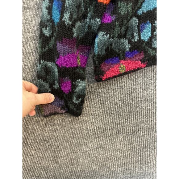 Peruvian Connection Womens Floral Art To Wear Cardigan Sweater Sz Medium Alpaca - Picture 5 of 7